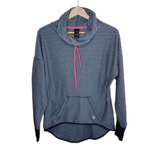 MPG Mondetta Performance Gear | Gray Striped Drawstring Cowl Neck Pullover